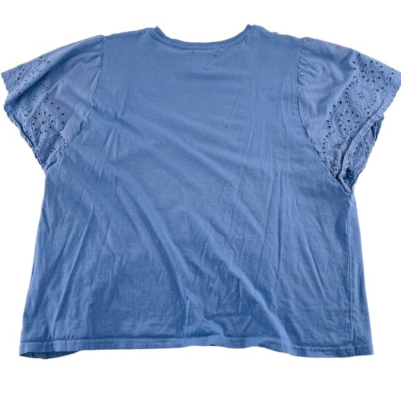 Gap Blue Eyelet Sleeve XXL Womens Cotton Modal Top - Picture 5 of 5